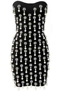 Faris Strapless Crystal Pearl Embellished Mini Dress In Black