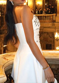 Zylar Crystal Strapless A Line Mini Dress In White