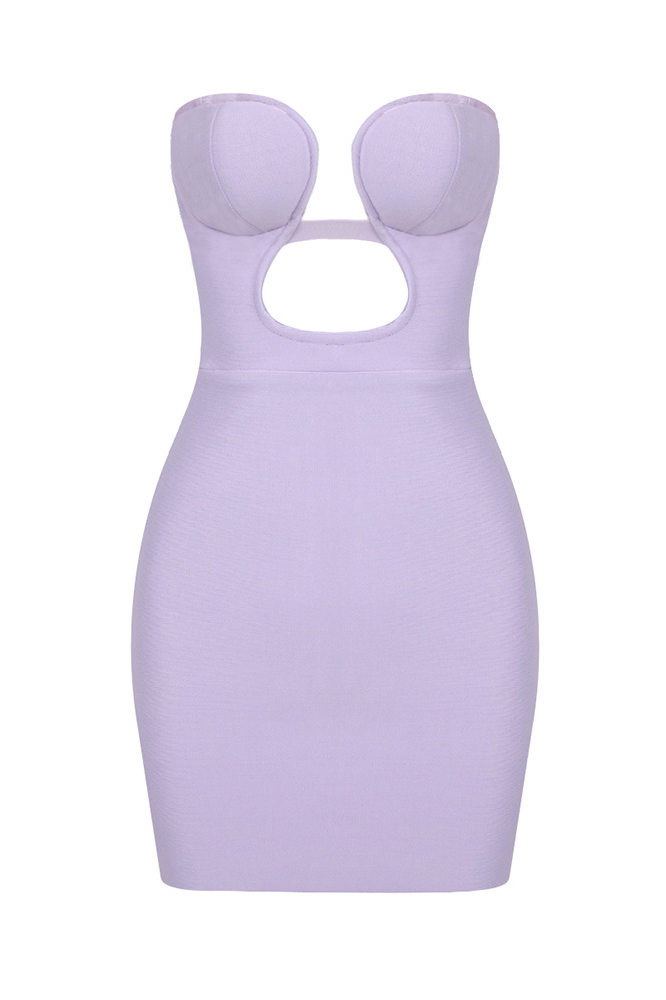 Hera Cutout Ring Bandage Mini Dress In Light purple