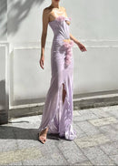 Isoclinal One Shoulder Floral Maxi Dress In Lavender