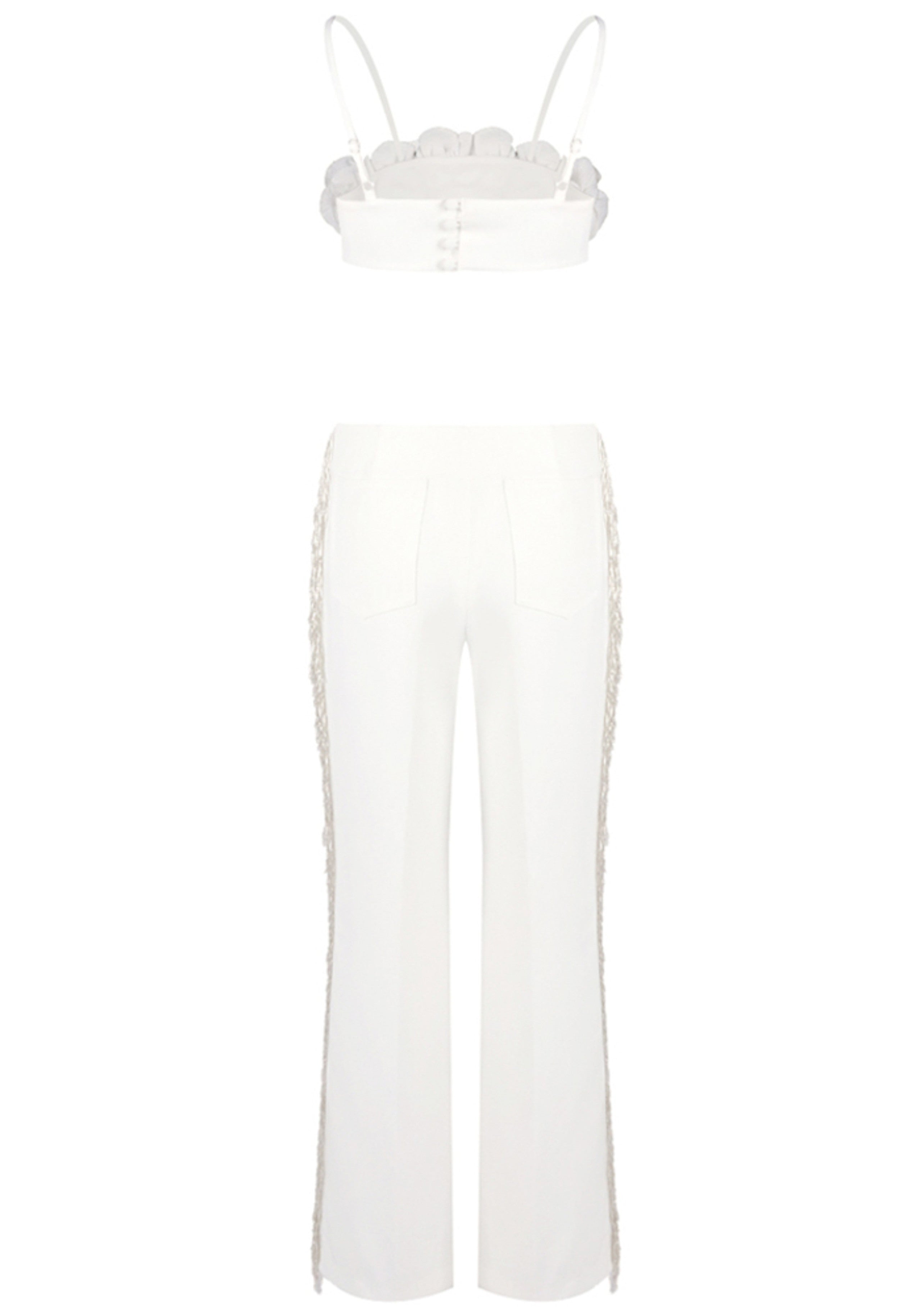 Asterra Floral Detail Two Piece Jumpsuit In White