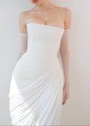 Exodar Strapless Draped Corset Maxi Dress In White