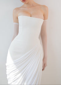 Exodar Strapless Draped Corset Maxi Dress In White