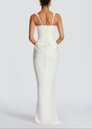 Feyza Corset Draped Maxi Dress In White