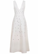 Dakari Crystal Embellished A Line Midi Dress In White