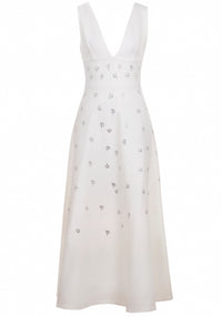Dakari Crystal Embellished A Line Midi Dress In White