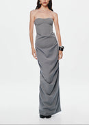 Aleka Strapless Draped Two Piece Maxi Dress