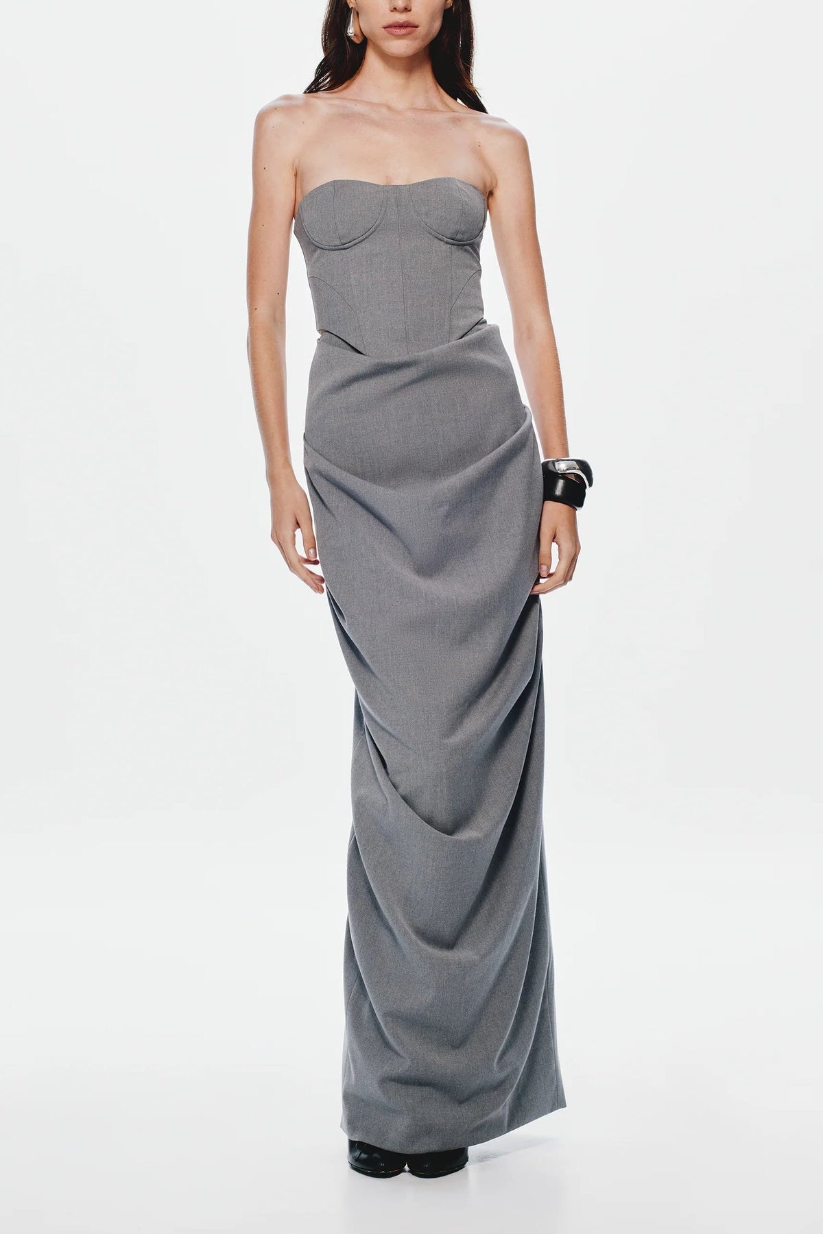 Aleka Strapless Draped Two Piece Maxi Dress