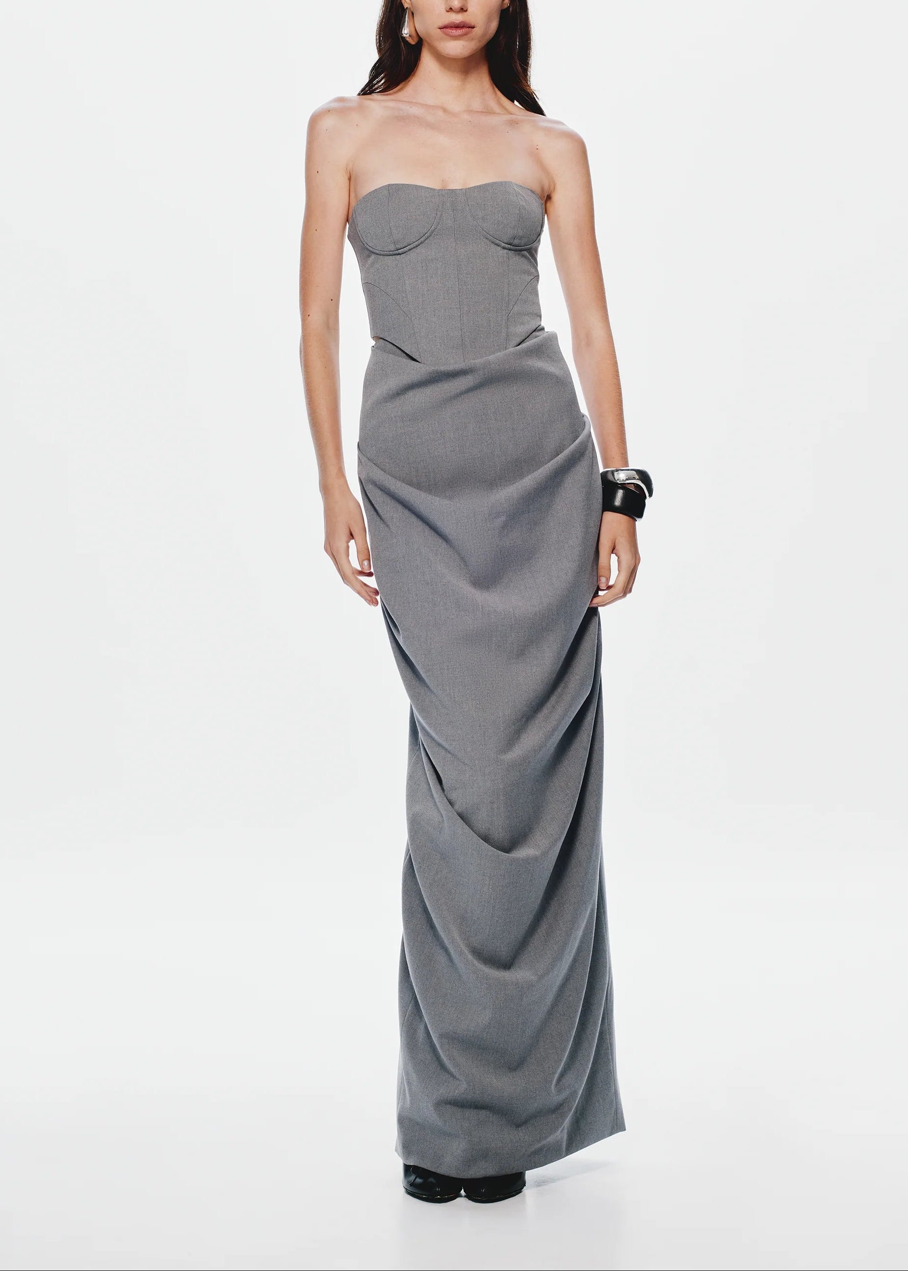 Aleka Strapless Draped Two Piece Maxi Dress