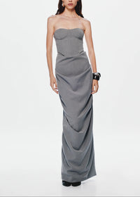 Aleka Strapless Draped Two Piece Maxi Dress