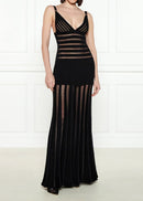 Aldwyn Striped Mesh Maxi Dress In Black