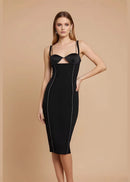 Inina Bustier Sparkly Trim Midi Dress In Black