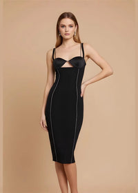 Inina Bustier Sparkly Trim Midi Dress In Black