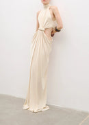 Emanar Draped Cutout Detail Maxi Dress In Ivory