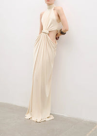 Emanar Draped Cutout Detail Maxi Dress In Ivory