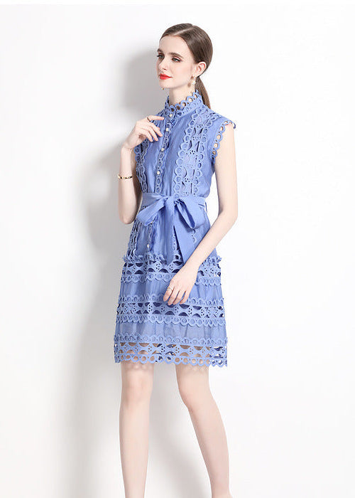 Emeline Blue Cutout Belted Mini Dress