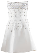 Zylar Crystal Strapless A Line Mini Dress In White