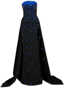 Jyrviel Strapless Embellished A Line Maxi Dress Black In Blue