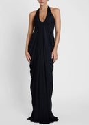 Ferdowsi Halter Draped Design Maxi Dress In Black