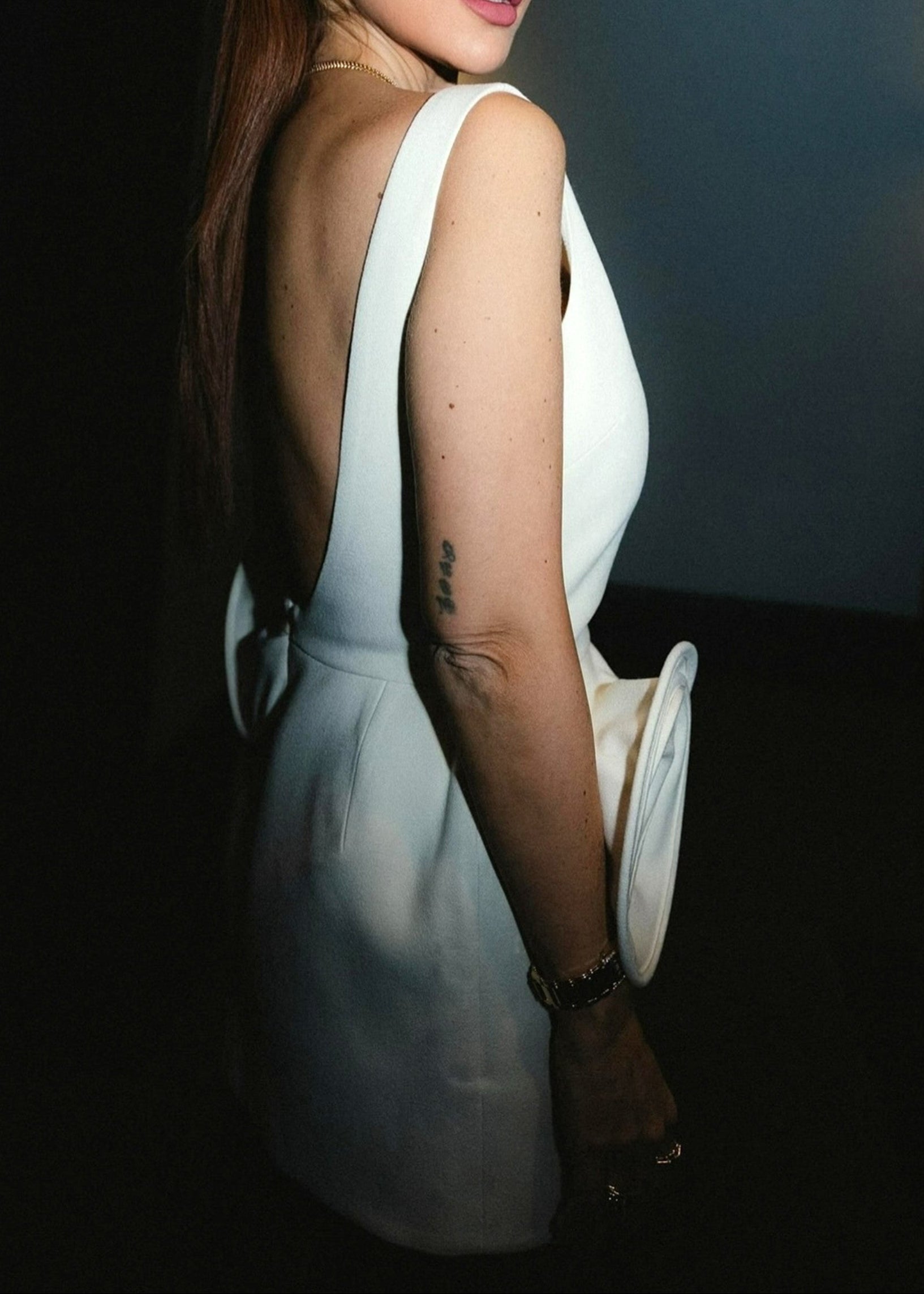 Bexielle Floral Detail Backless Mini Dress In White