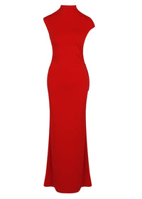 Fraziline Draped Backless Maxi Dress In Red