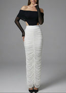 Bradwin Long Sleeve Draped Bardot Maxi Dress