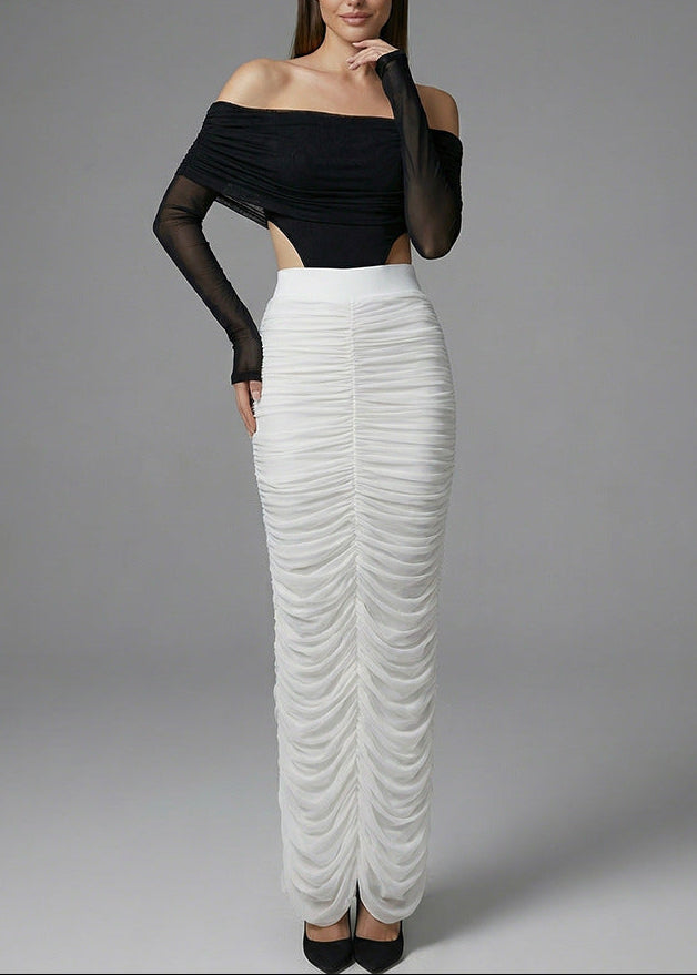 Bradwin Long Sleeve Draped Bardot Maxi Dress