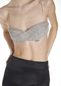 Izvra Crystal Bra Top In Silver