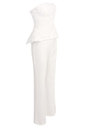 Robles Strapless Floral Peplum Two Piece Jumpsuit In White