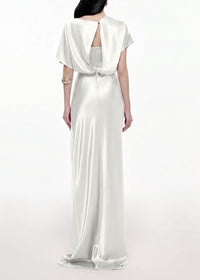 Delvion Satin Solid Ruched Maxi Dress