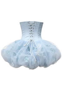 Alviva Strapless Floral Corset Bubble Mini Dress In Blue