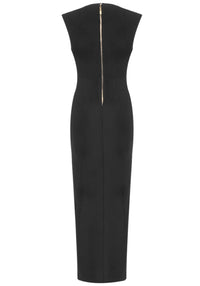 Hadya Button Detail Maxi Dress In Black