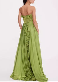 Mokgadi Strapless Ruched Mesh Maxi Dress