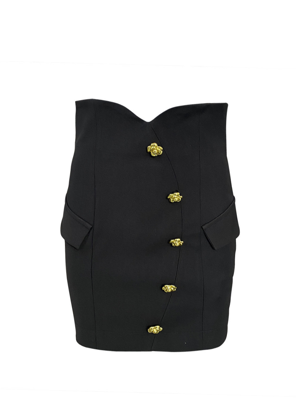 Dionte Slim-Fit Jacket With Roses Buttons In Black