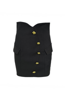 Dionte Slim-Fit Jacket With Roses Buttons In Black