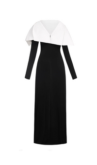 Rabia Draped Asymmetric Shoulder Pleated Maxi Dress In Black