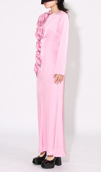 Garina Flower Maxi Dress In Pink