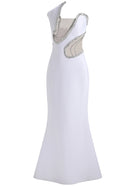 Folami Strapless Crystal Detail Maxi Dress In White