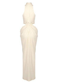 Emanar Draped Cutout Detail Maxi Dress In Ivory