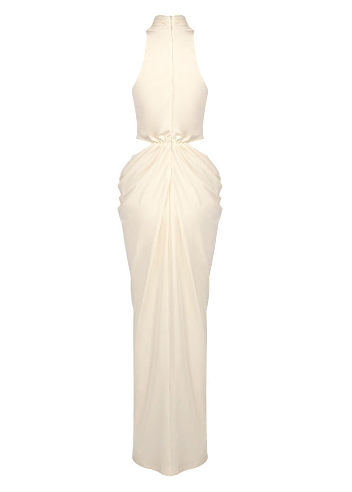 Emanar Draped Cutout Detail Maxi Dress In Ivory