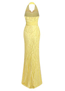 Grabena Halter Bow Detail Maxi Dress In Yellow