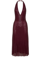 Baryx Halter Sparkly Midi Dress In Burgundy