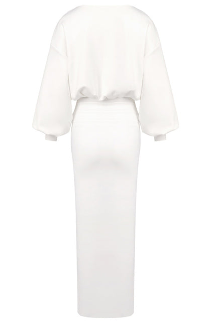 Ilyria Long Sleeve Maxi Dress In White