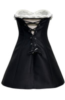 Agnieszka Strapless Floral Corset A Line Mini Dress In Black