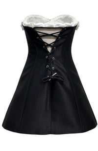 Agnieszka Strapless Floral Corset A Line Mini Dress In Black