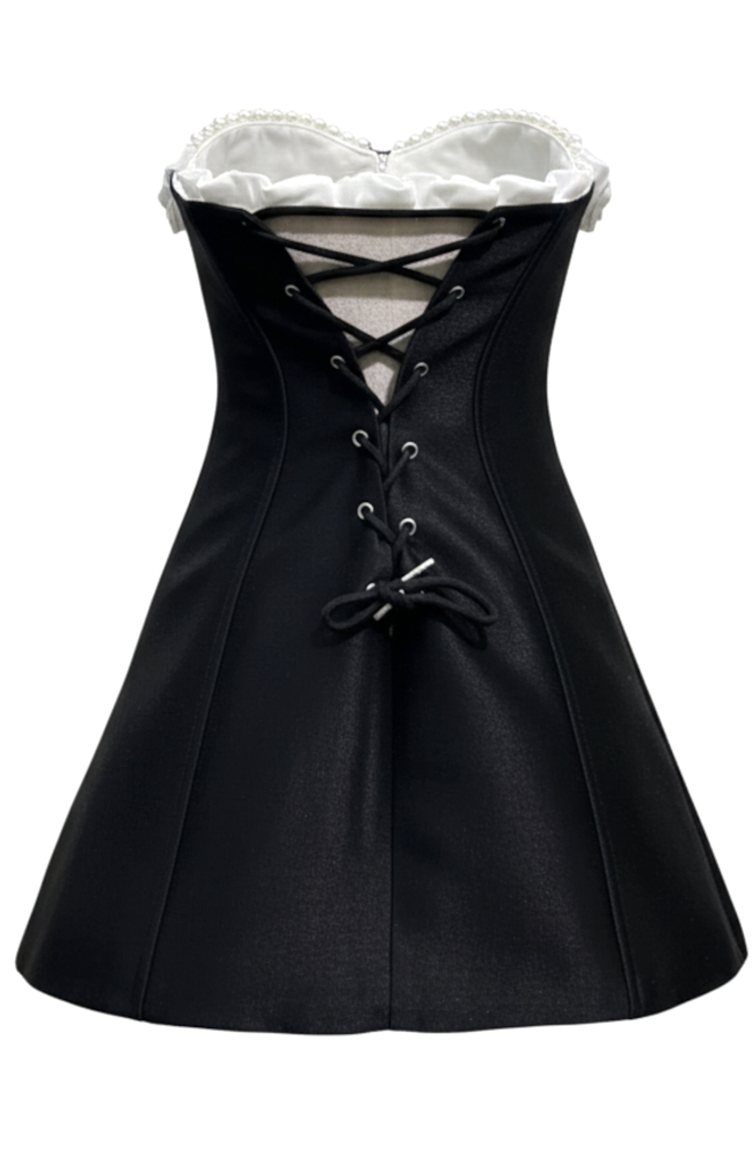 Agnieszka Strapless Floral Corset A Line Mini Dress In Black