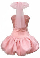 Baines Halter Lace Up Detail Bubble Mini Dress In Pink
