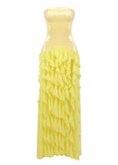 Alekos Strapless Sequin Ruffle Maxi Dress