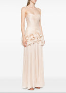 Rosaire Strapless Draped Ruffle Maxi Dress In Ivory