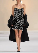 Faris Strapless Crystal Pearl Embellished Mini Dress In Black